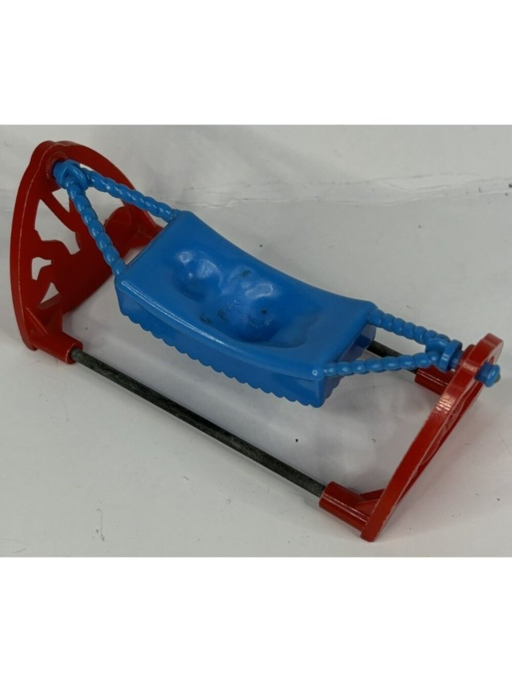 Vintage 1:16 ACME Dollhouse Miniature Plastic Baby Bed Cradle Swing Rocker Blue